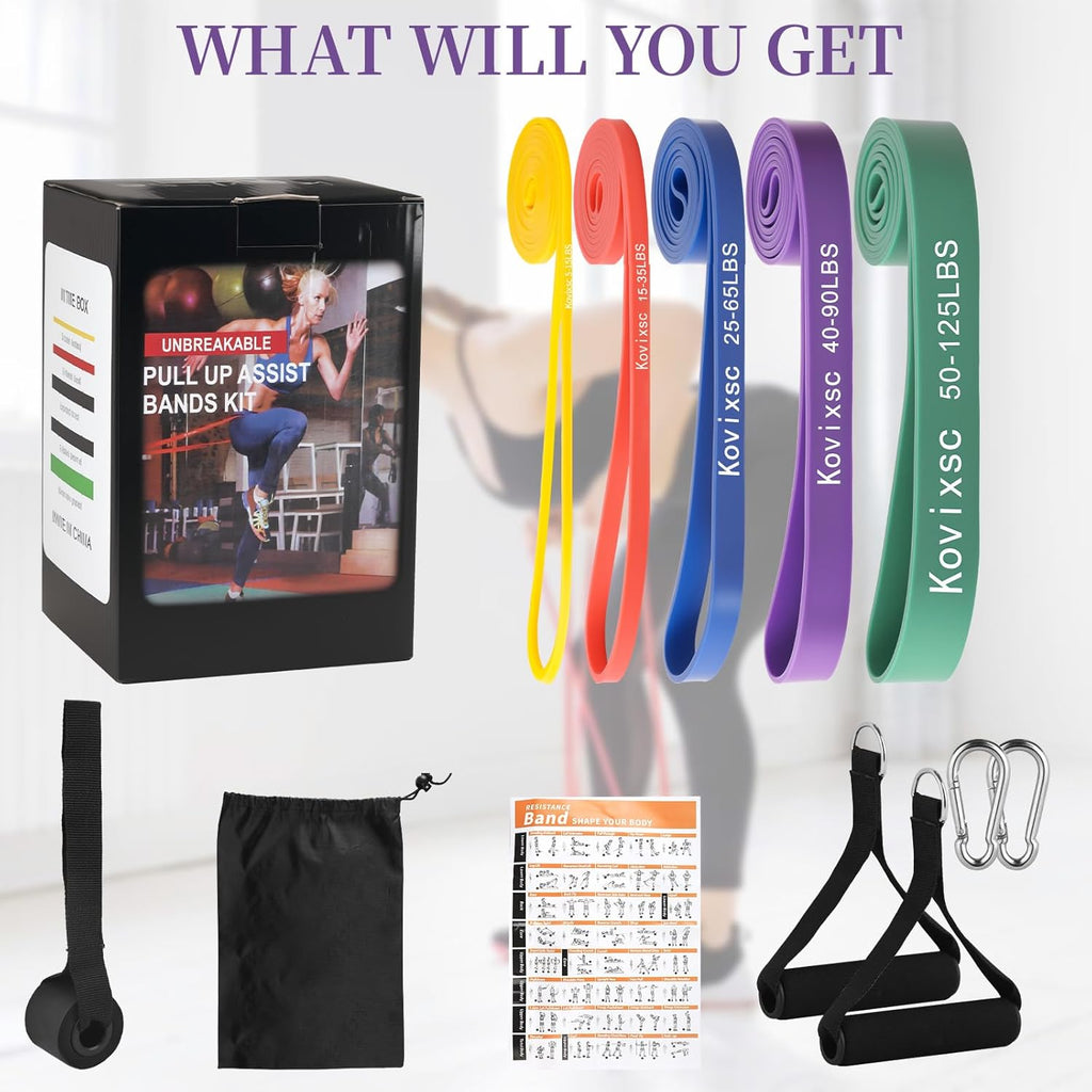 Skiennix Resistance Bands - Versatile Workout & Pull-Up Assistance Bands for Men & Women | Includes Door Anchor & Handle
