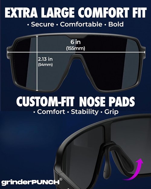 grinderPUNCH Polarized Sports Sunglasses - UV Protection for Men & Women | Ideal for Baseball, Running, Cycling, Skiing, Pickleball