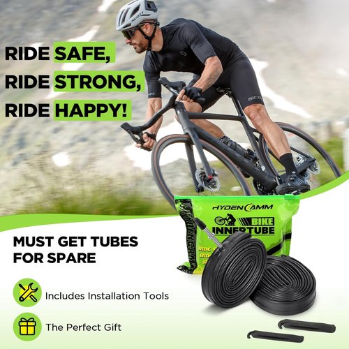 700C Bike Tube - Butyl 2-Pack with Tire Levers | Compatible with 700x25C to 700x32C