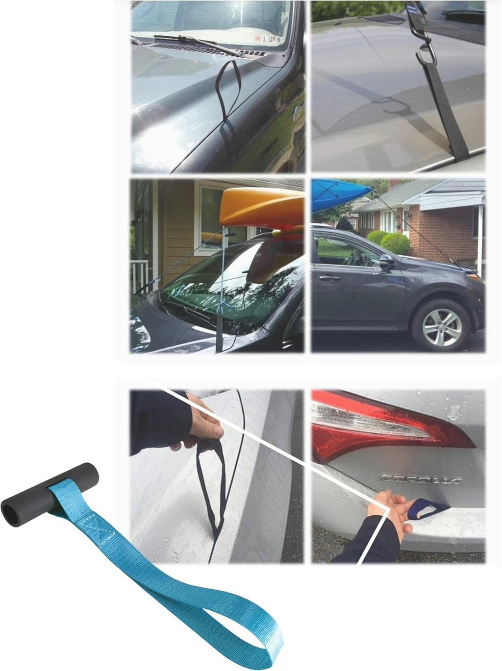 Skiennix Heavy Duty Kayak Rack - Easy Mount Car Roof Crossbar | Includes 4 Ratchet Ties, J-Bar Design