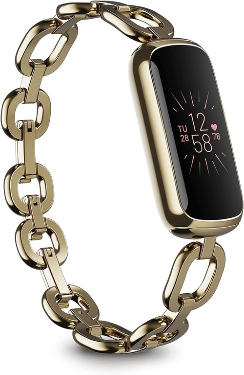 Fitbit Luxe Special Edition Fitness Tracker - Gorjana Soft Gold Parker Link Bracelet | One Size with Classic Bands
