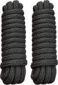 Marine Grade Dock Lines by [Brand Name] - 5/8" x 20' Double Braided Nylon Boat Rope - Fray Resistant, Easy Handling, 15" Loop - Black