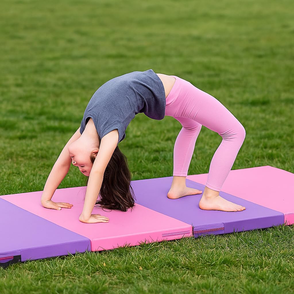 ZENOVA Gymnastics Mat - Foldable Exercise Mat for Home Workouts | 6'x3'x2'' & 4'x8'x2'' Options