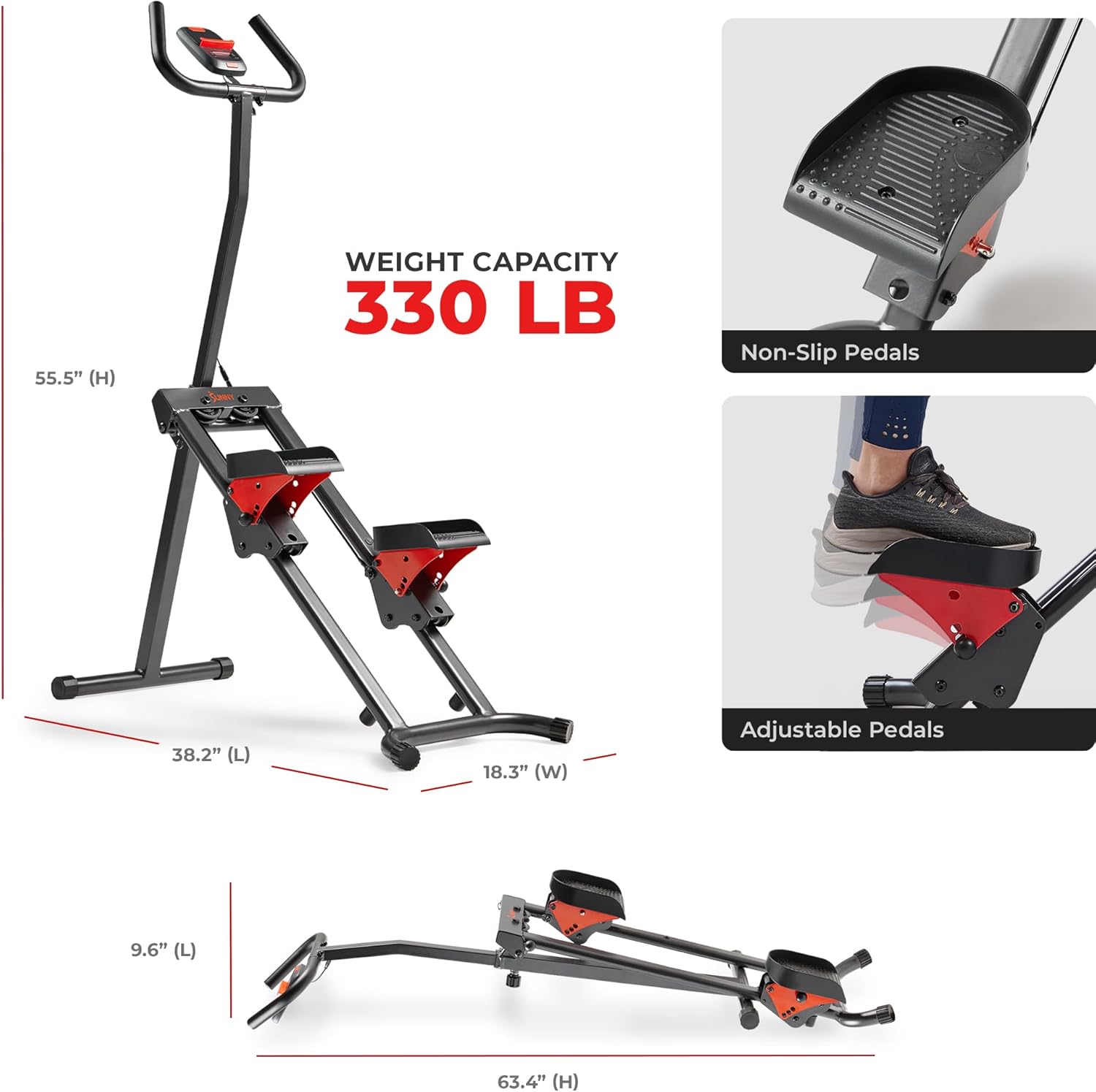 Sunny Health & Fitness Stair Stepper - Handlebar Climber Machine for Legs & Glutes | Free SunnyFit App Included