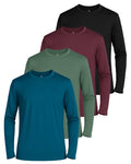 Real Essentials 4 Pack: Boys' Mesh Long Sleeve Athletic T-Shirt - Kids Teens Youth Active Tees Running Tops- Set 3,L, 12-14