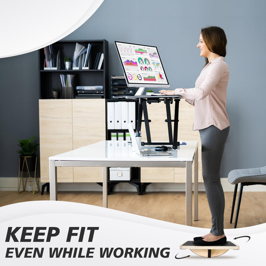 Yes4All 350LBS Professional Wooden Balance Board - Anti-Slip Wobble Board for Leg Workouts | Perfect for Standing Desks