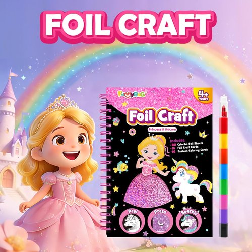 FunnyB&G Foil Art Crafts for Kids | Creative Birthday Gift for Girls Ages 4-8 - Perfect for Mother's Day