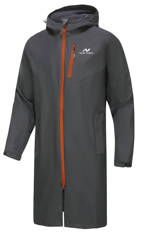NORDIC OUTLAND Rain Jacket Men,Waterproof Breathable Long Raincoat with Hood Mesh Lining,Windbreaker for Outdoor Fishing Camping