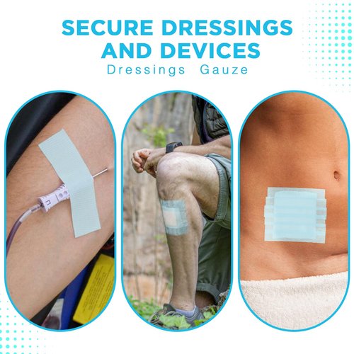 OK TAPE Silicone Medical Tape (2 Rolls) for Sensitive Skin,Waterproof Surgical Tape for Secures Dressings and Gauze,Pain-Free Removal Micropore Tape, First Aid Bandage Tape,1" x 5yd,Blue