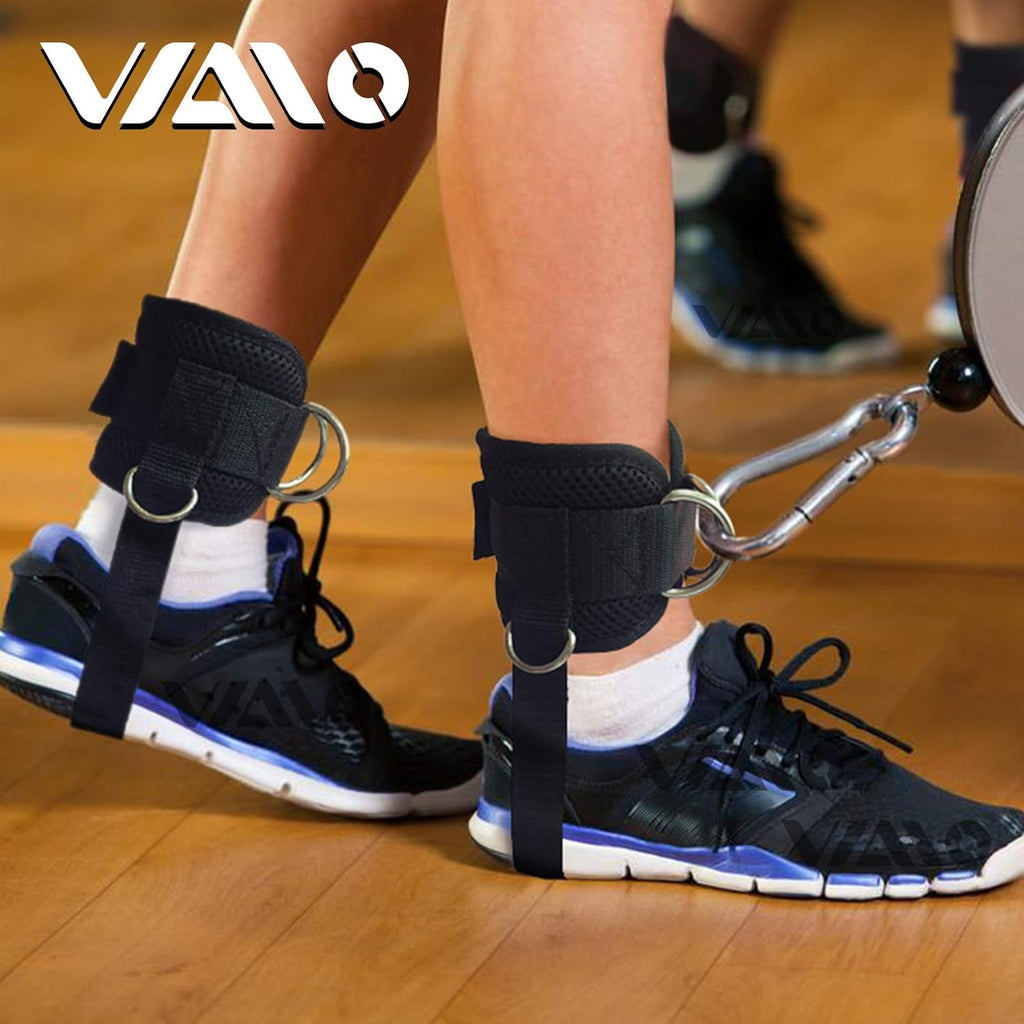 VAIIO Ankle Straps for Cable Machines - Adjustable Neoprene Comfort Fit | Premium Double D-Ring Cuffs for Toning Legs & Glutes