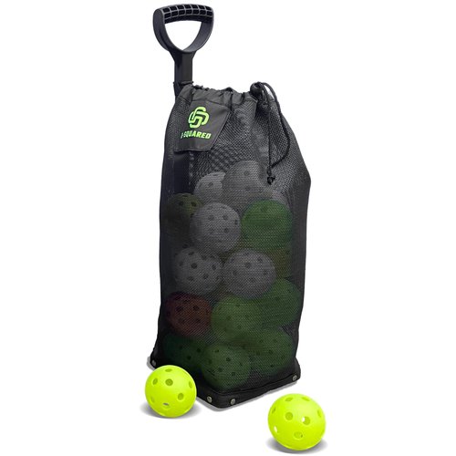 G-SQAURED Lightweight Tennis Ball Hopper – Holds 50+ Tennis Balls or 40+ Pickleballs | Durable Steel Frame | Portable Adjustable Ball Picker for Hard Court, Clay, Grass (Black)