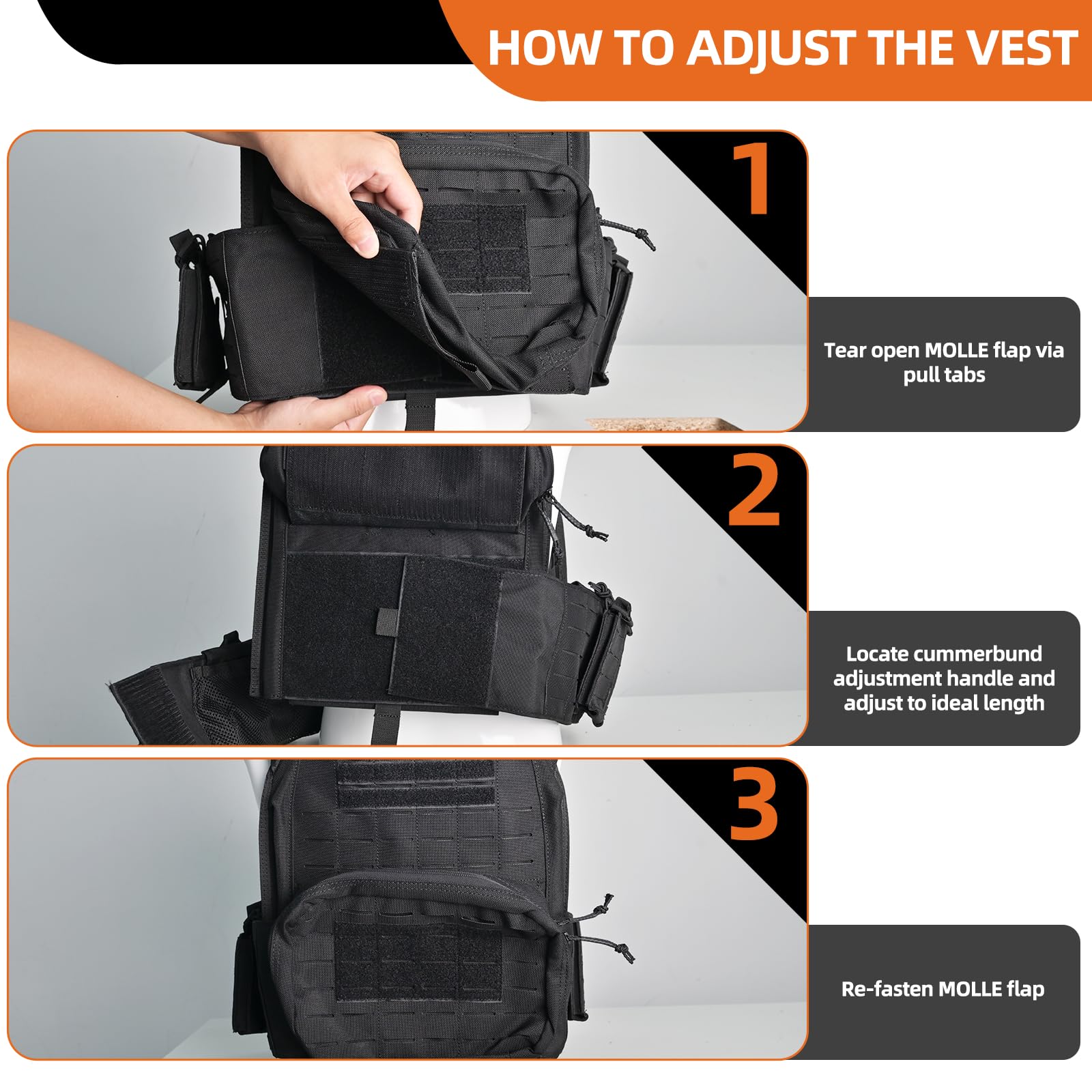 SUMSEEK Tactical Vest for Men with Molle System,1000D Nylon Plate Carrier,Quick Release for Airsoft Training
