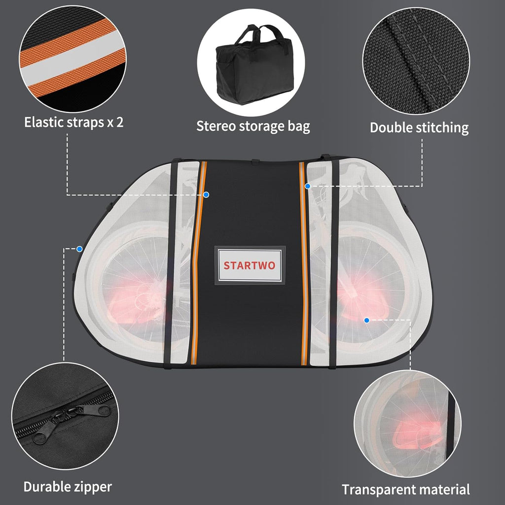 STARTWO Waterproof Bike Cover - Outdoor Storage & Transport for 2 Bikes | Includes Elastic Straps & License Plate Window