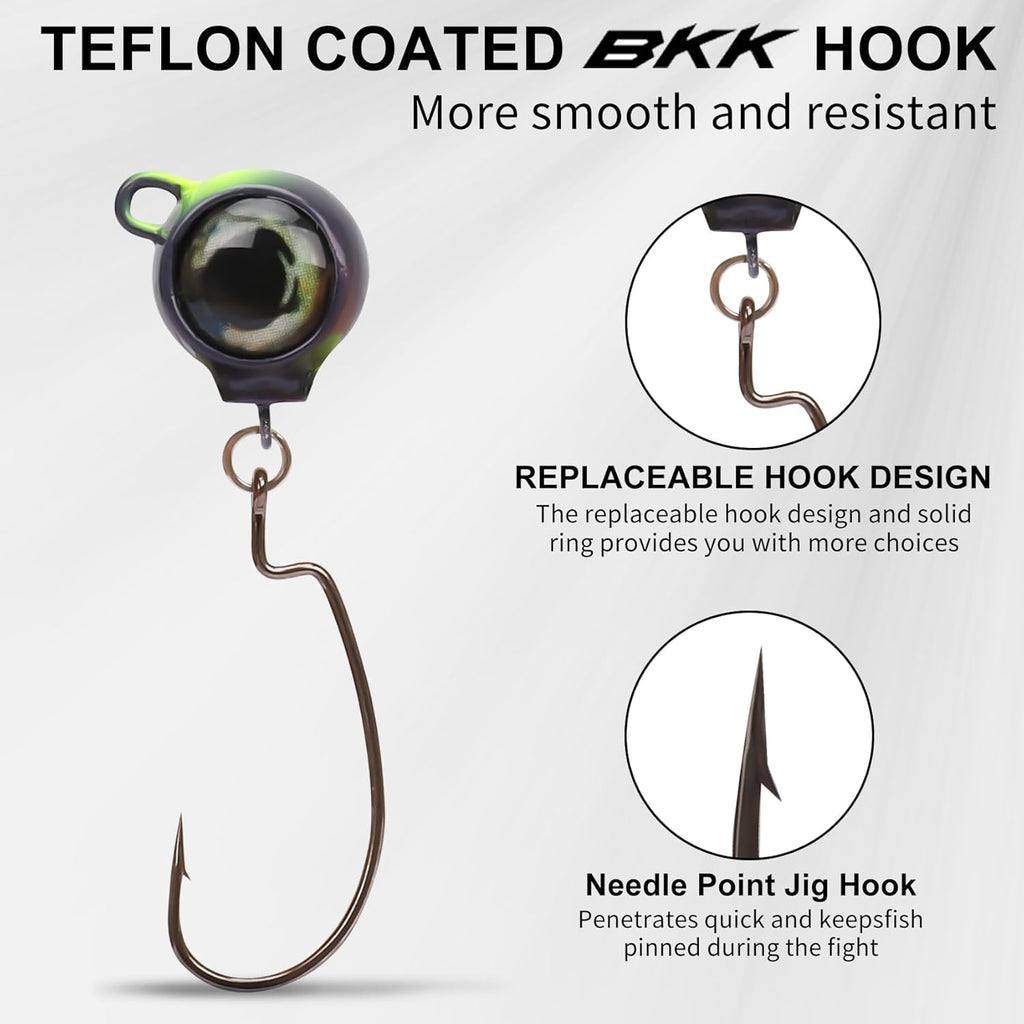 Truscend Jigs Fishing Lures - Ultra Smooth Teflon Hook & Titanium Weed Guard | Perfect for Crappie, Bass, Trout