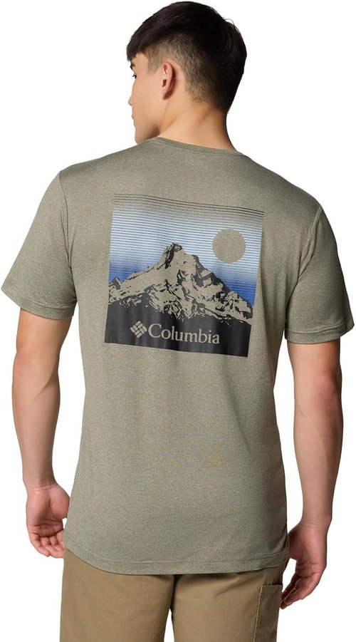 Columbia Men's Kwick Hike Graphic Tee - Short Sleeve, Stone Green Heather, Size Medium