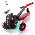 Scooter, Heavy-Duty Metal Frame 3-Wheel Scooter, 3-Speed Height Adjustable, LED Light-Up Wheels, Foldable - Ultimate Gift for 6-12 Year Old Boys and Girls, 180 lbs Weight Limit for Birthday Christmas