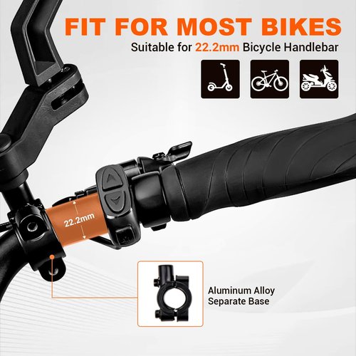 Addmotor Bike Mirrors - 360° Adjustable Handlebar Rearview Mirrors | HD Safety Design, Black