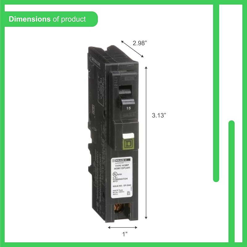 15 Amp CAFCI/GFCI Plug-On-Neutral Single-Pole Breaker for Homeline - 120V, 10kA (HOM115PCAFIC) Variation: Breaker, 15-Amp