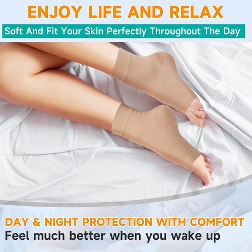TOFLY® Plantar Fasciitis Socks for Women Men, Truly 20-30mmHg Compression Socks for Arch & Ankle Support, Foot Care Compression Sleeves for Injury Recovery, Eases Swelling, Pain Relief, Beige M