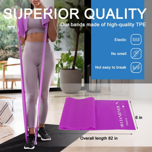 5 Pcs Professional Resistance Bands（6.9FT）. Latex-Free, Elastic Band, Work Out Bands, Stretch Bands for Working Out Women or Men, Exercise Bands Set for Physical Therapy, Yoga, Pilates
