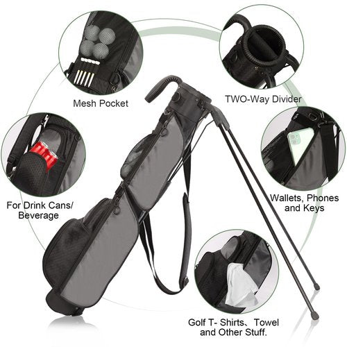 Beutyal Lightweight Golf Stand Bag Portable Par 3 & Pitch and Putt Golf Carry Bag for Driving Range, Executive Courses with Shoulder Strap for Men & Women