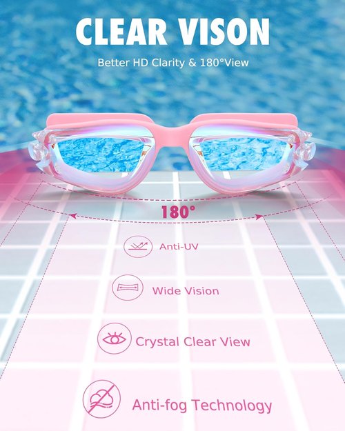 Aegend Swim Goggles for Kids | Anti-Fog, UV Protection & Comfort Fit for Ages 3-14