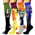 Double Couple 4 Pairs Compression Socks for Men and Women 20-30mmhg knee high Compression Stockings for Sports Running Flying