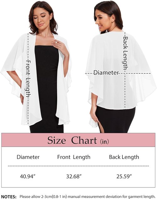 CHICGAL Sheer Chiffon Shawl - Elegant Wrap for Evening Dresses & Bridal Cover Up