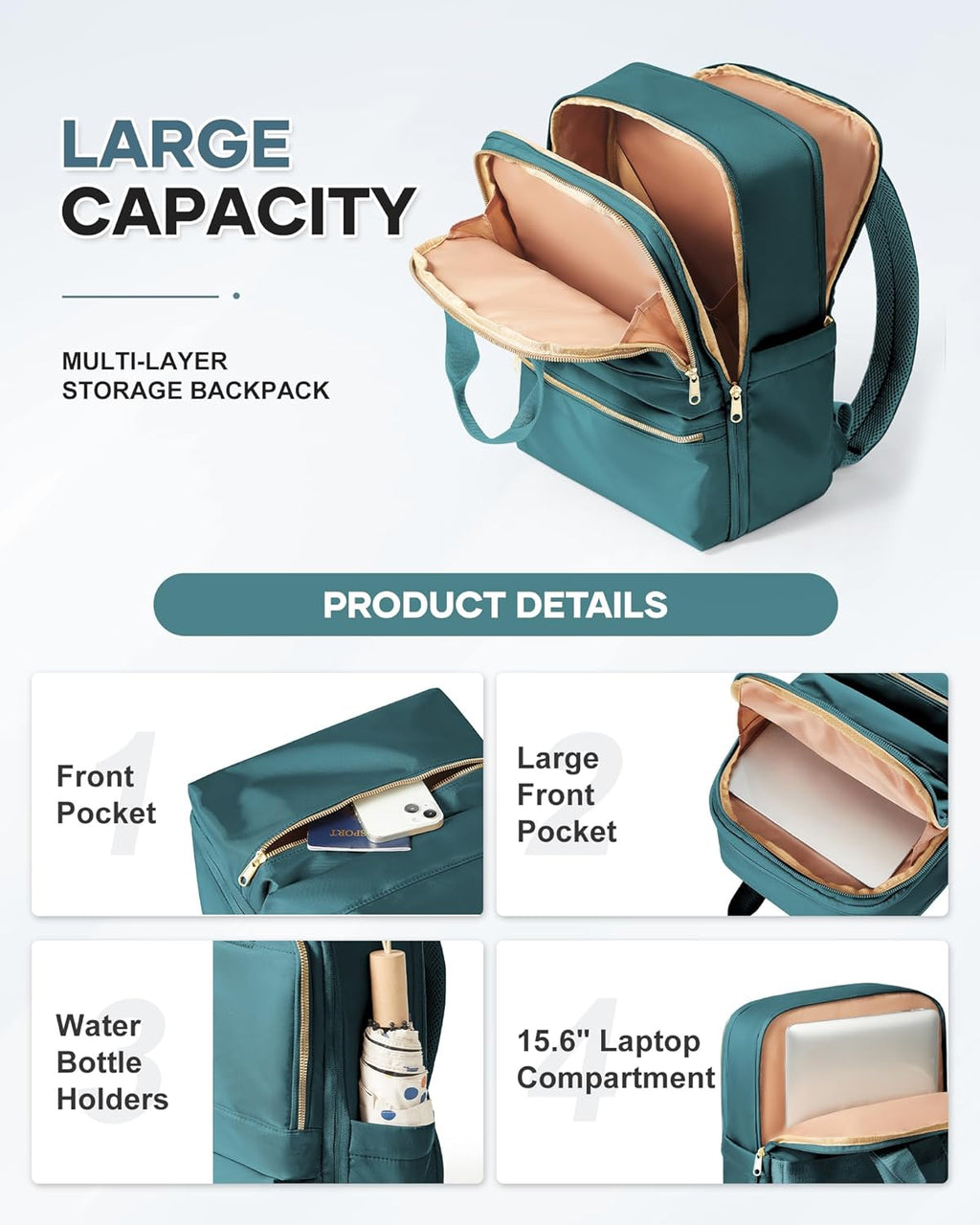 Wepadre Small Travel Backpack - Flight Approved Carry-On Bag for Women | Ideal Work & Laptop Use