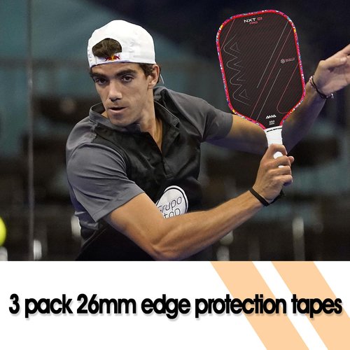 AMA SPORT Pickleball Paddle Edge Guard Tape 3 Pack Edge Protection Tapes 26mm Width Paddle Edge Cover Perfectly Fits Curved Edge Without Wrinkling (Magical Pink)