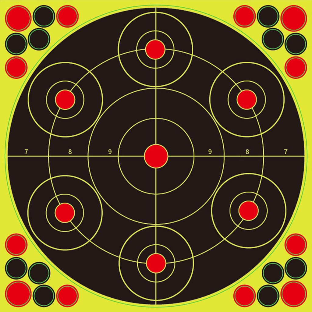 Reactive Fluorescent Shooting Targets by Splatter | 12x12” Adhesive Feedback Stickers for Range Training