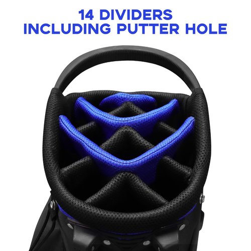 Golf Stand Bag - 14-Way Divider, 5 Pockets Golf Club Bags, Ergonomic Straps, Waterproof Nylon Material, Ideal for All Golfers (Red)