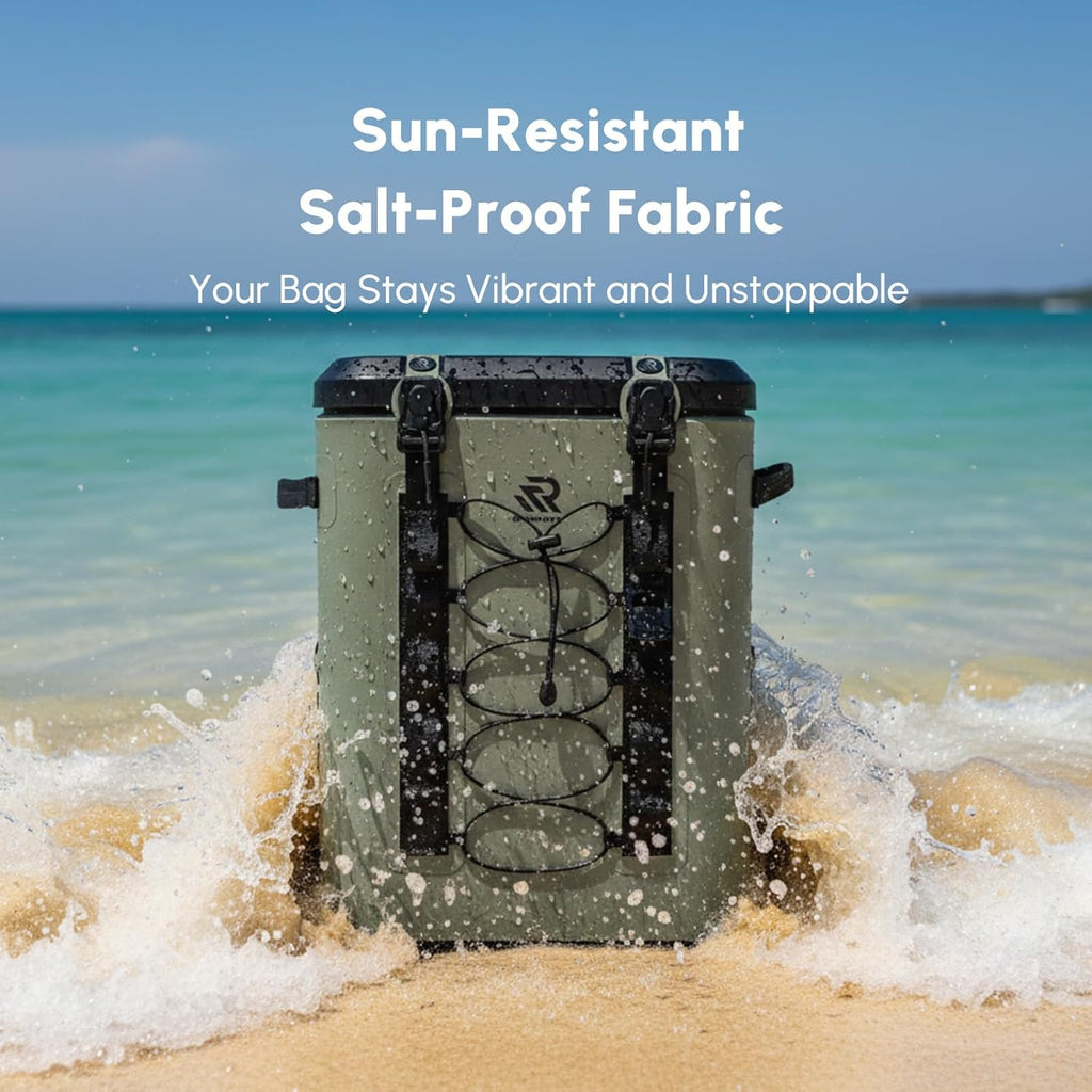 Zipperless Magnetic Cooler Backpack by [Brand Name] - 24 Can Insulated Soft Cooler | Leakproof & Durable for Kayaking, Camping, and Boating