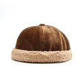Mens Brimless Hat Winter Flannel Warm Rolled Cuff Docker Cap Fleece Harbour Beanie Hats Plush Landlord Hat Q2066 Coffee