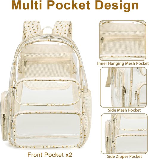 BTOOP Clear Backpack - Heavy Duty Transparent Bookbag for College & Festivals | 17" with Padded Straps