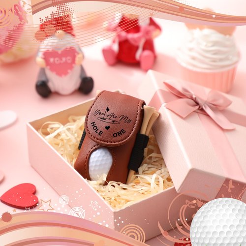 Realspring 8 Pcs Valentines Day Gift for Husband Him Gift Golf Ball Holder and 5 Pcs Wood Tees 2 Golf Ball for Men Boyfriend Husband Valentines Anniversary Christmas Birthday
