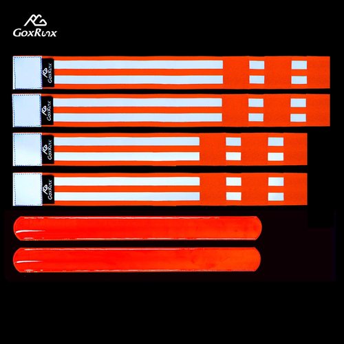 GoxRunx Reflective Bands - Adjustable 6-Pack Armband & Ankle Reflectors for Night Running & Cycling