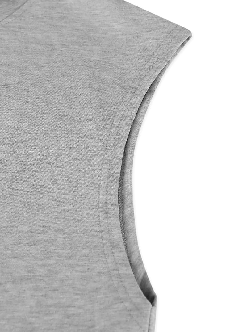 Remidoo Women's Sleeveless Hoodies Crop Tank Top, Grey, Medium