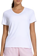 The Gym People Women's V-Neck Workout Shirts - Breathable Short Sleeve Yoga Tees for Comfort