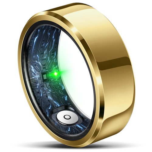 RIFESI Smart Ring for Women Men, Fashion Minimalist Fitness Ring & Sleep Tracker Ring with Heart Rate, SPO₂,Blood Pressure,5ATM Waterproof Health Ring, No Subscription,Women Couple Gift (Gold,12)
