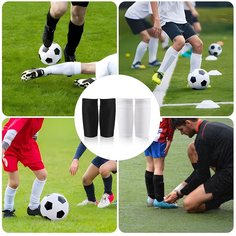 Soccer Shin Guard Socks Covers 2 Pairs Breathable Polyester 23.5x14x10cm