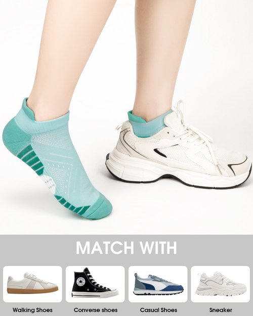 Ludaro 5 Pairs Womens Ankle Running Socks, Athletic Cushioned Low Cut Tab Cotton Casual Arch Support Crew Breathable Moisture Wicking Socks for Sport Workout