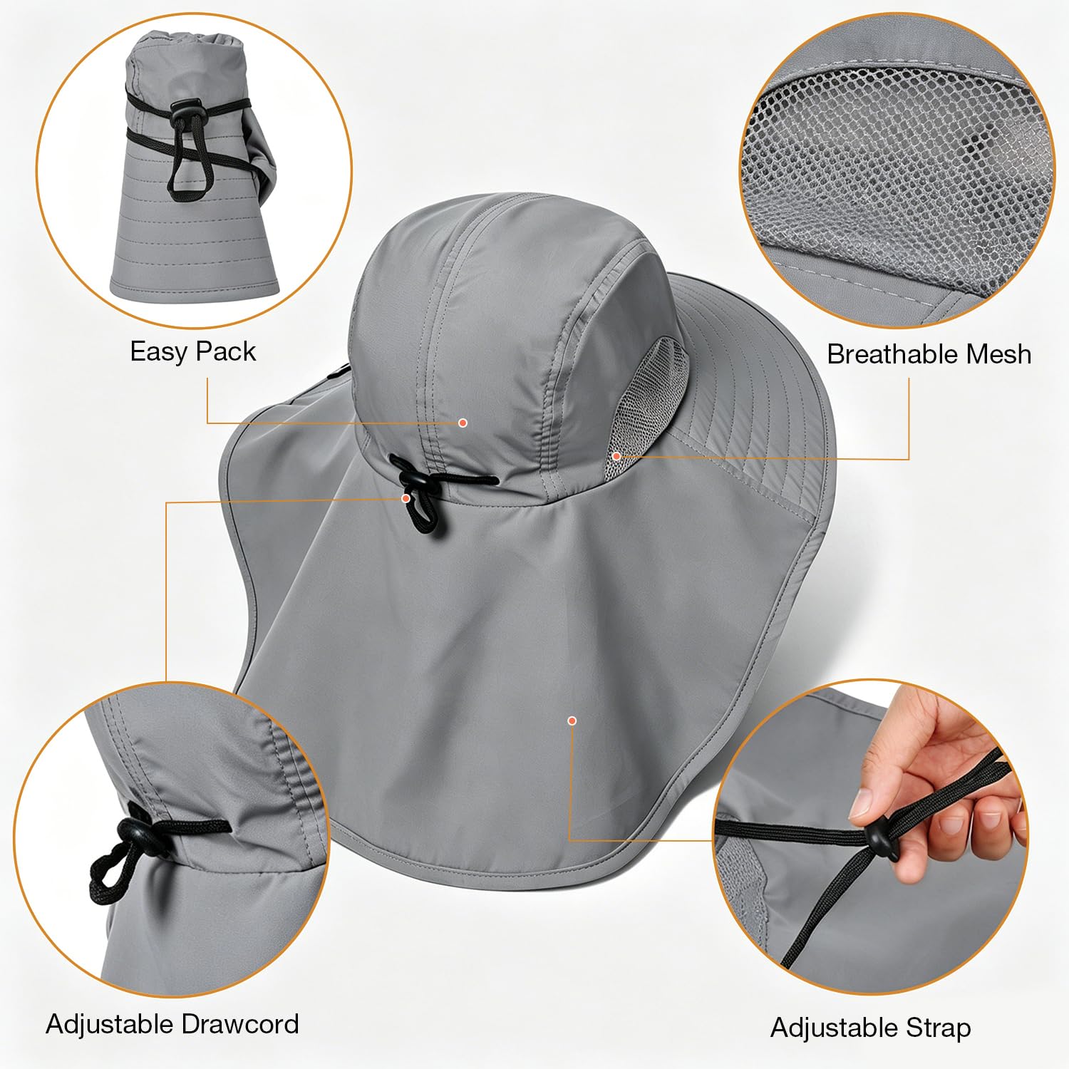 Solaris Sun Hat with Neck Flap, UPF 50 Sun Protection Lightweight Sun Cap for Men Women, Wide Brim Hat for Fishing Hiking