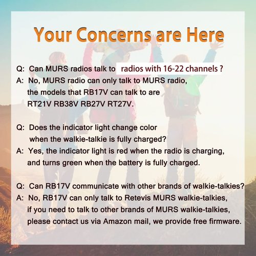 Retevis RB17V MURS Radios, 2 Way Radios Long Range,4400mAh Hunting Walkie Talkies Rechargeable, License Free, Local Alarm,Two Way Radios for Skiing Camping Hiking (4 Pack)