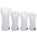 YuEagleSky Golf Club Head Covers (4PCS) Driver Fairway #3#5 Hybrid USA Flag for Club Men Women (White)