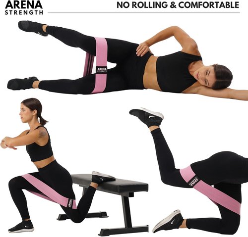 Arena Strength Fabric Booty Bands - Premium Resistance Bands for Legs & Butt | Includes Workout Guide & Carry Case