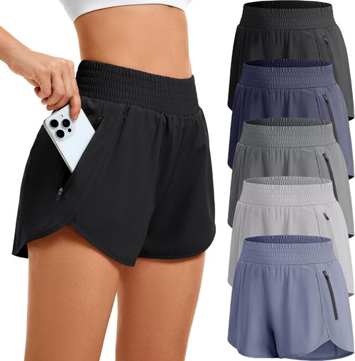 CE' CERDR Women's High-Waisted Athletic Running Shorts - Comfortable with Pockets for Gym & Casual Wear