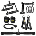 DYNASQUARE Cable Machine Attachments Set Combo, LAT Pulldown Attachments with Exercise Handles & Ankle Straps (Black)
