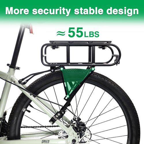 Aluminum Rear Bike Rack - Universal Adjustable Touring Carrier with 55lbs Load Capacity, Quick Release System & 5L Waterproof Multifunctional Bag