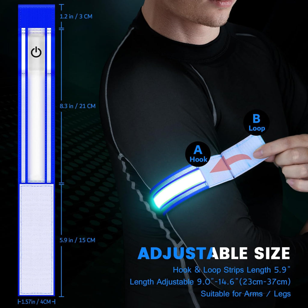 Skiennix LED Armband - High Visibility Reflective Light for Night Running | Rechargeable & Adjustable for All Ages